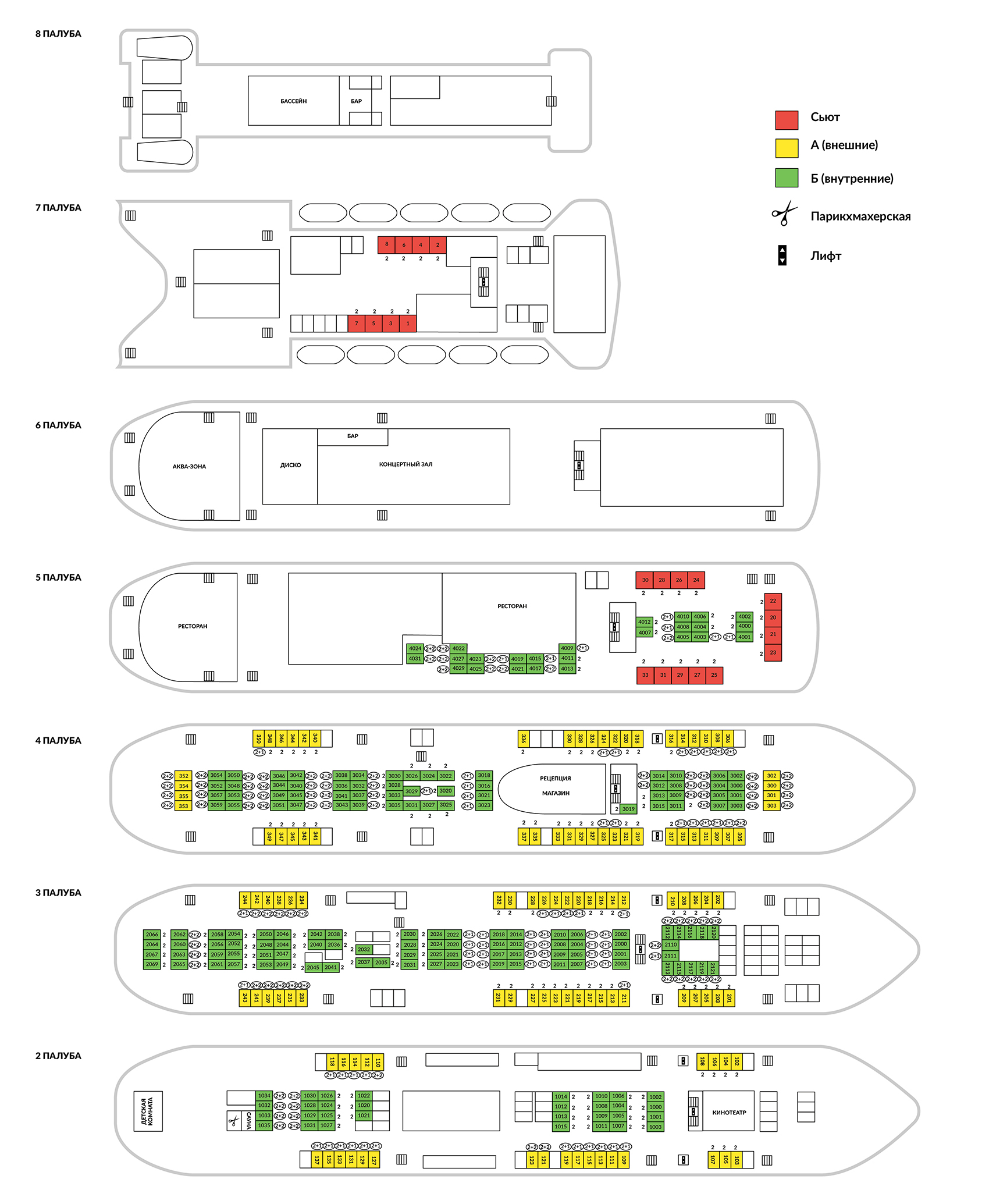 Схема теплохода Князь Владимир
